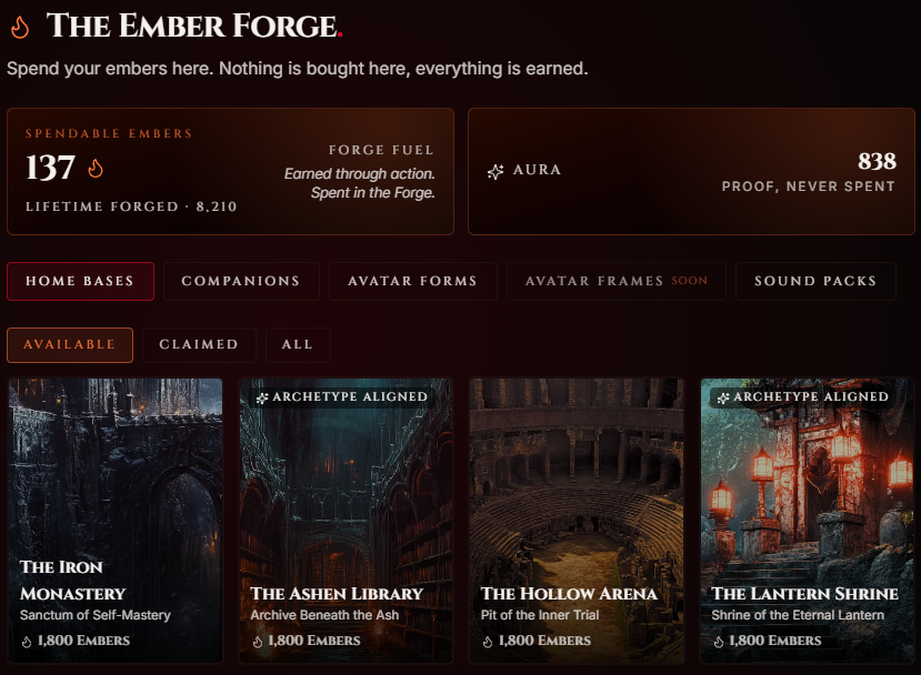 A public GrimFace profile — avatar, rank, featured cards, and Home Base